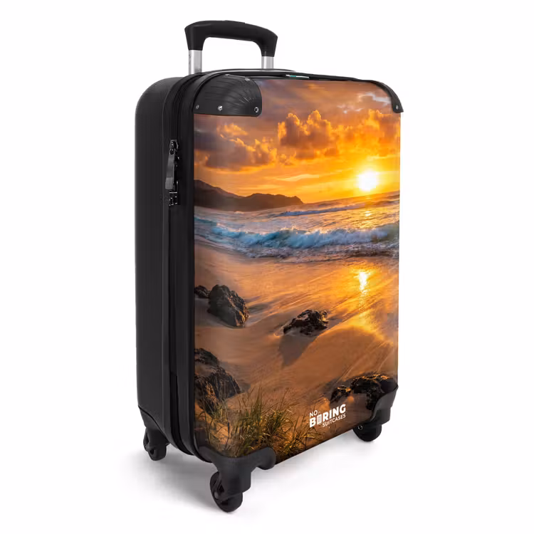 Koffer - Strand - Zonsondergang - Golven - Natuur - Oranje — 2