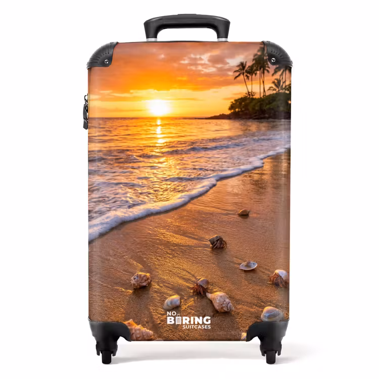 Koffer - Strand - Zonsondergang - Palmbomen - Natuur - Oranje - Strand - Zonsondergang - Palmbomen - Natuur - Oranje NBS - Handbagage koffer - Volwassenen Unisex middel