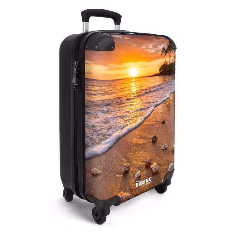 Koffer - Strand - Zonsondergang - Palmbomen - Natuur - Oranje - Strand - Zonsondergang - Palmbomen - Natuur - Oranje NBS - Handbagage koffer - Volwassenen Unisex middel
