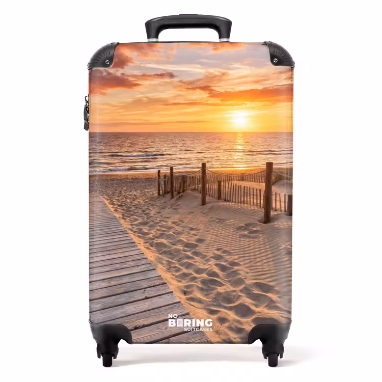 Koffer - Strand - Zonsondergang - Zee - Natuur - Oranje - Strand - Zonsondergang - Zee - Natuur - Oranje NBS - Handbagage koffer - Volwassenen Unisex middel