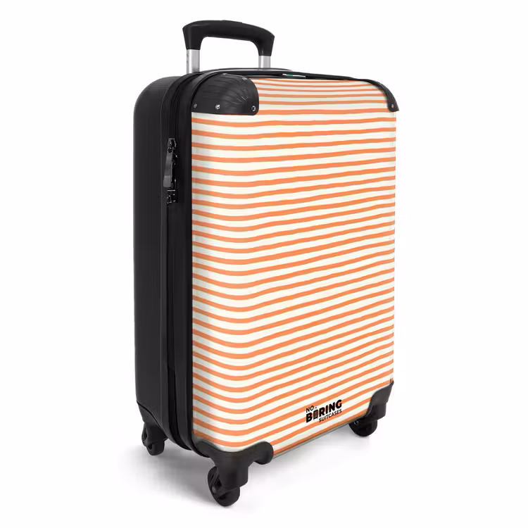 Streep patroon oranje NBS - Handbagage koffer - Kinderen Unisex middel -productfoto_3d