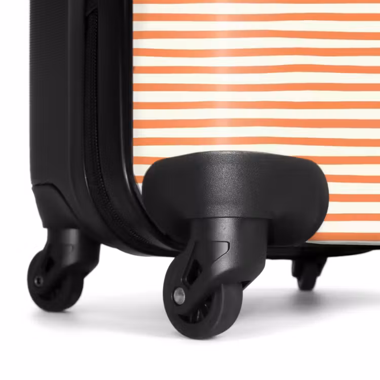 Streep patroon oranje NBS - Handbagage koffer - Kinderen Unisex middel -wiel
