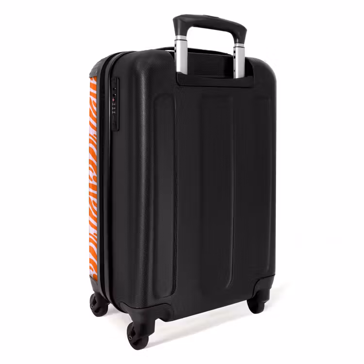 Strepen - Dynamisch - Oranje NBS - Handbagage koffer - Volwassenen Unisex middel -achterkant