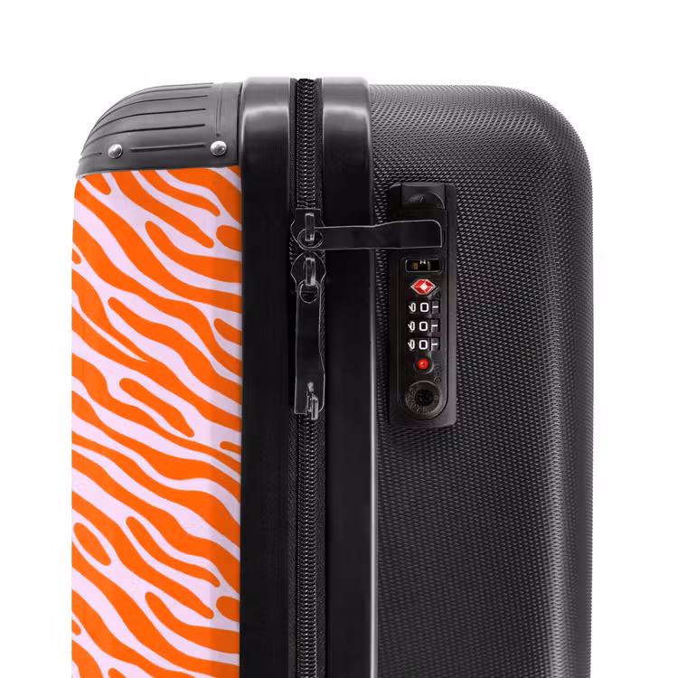 Strepen - Dynamisch - Oranje NBS - Handbagage koffer - Volwassenen Unisex middel -slot
