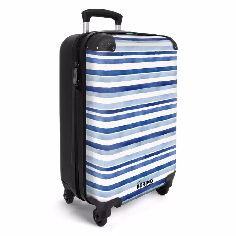 Strepen patroon blauw NBS - Handbagage koffer - Kinderen Unisex middel -productfoto_3d