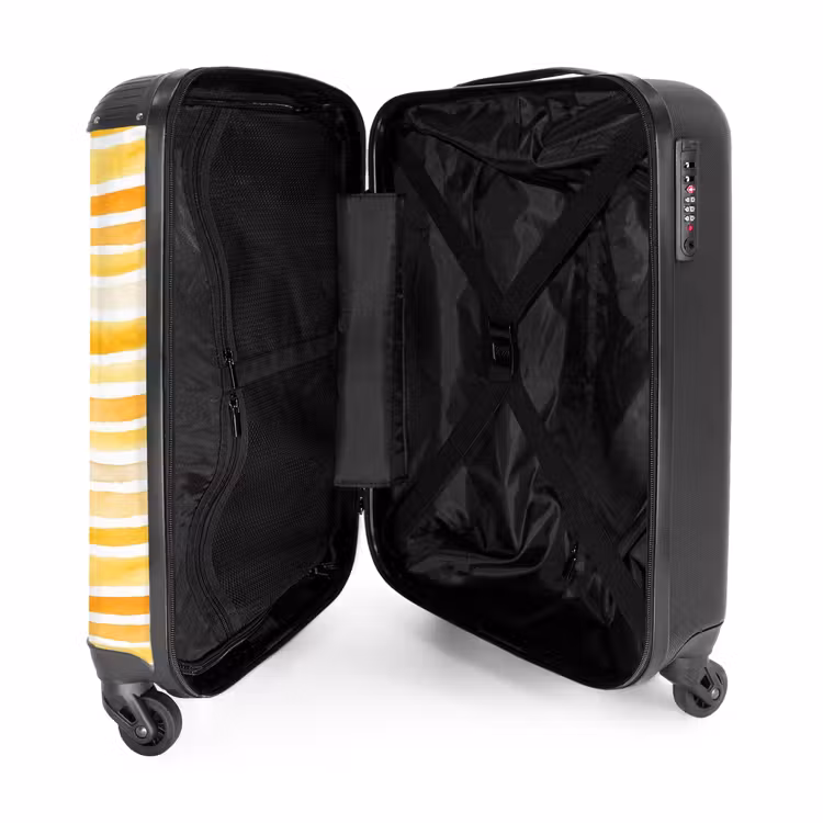 Strepen patroon geel NBS - Handbagage koffer - Kinderen Unisex middel -binnenkant