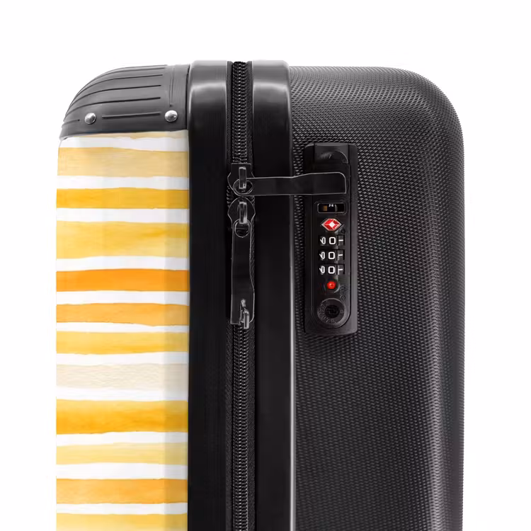 Strepen patroon geel NBS - Handbagage koffer - Kinderen Unisex middel -slot
