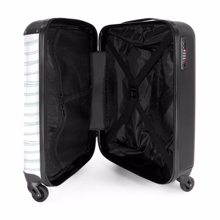 Strepen patroon groen NBS - Handbagage koffer - Volwassenen Unisex middel -binnenkant