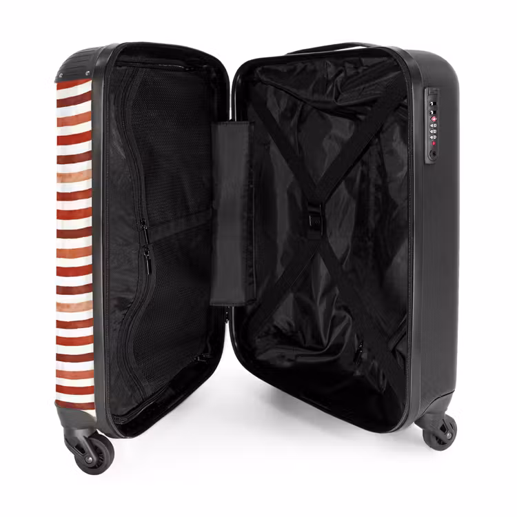 Strepen patroon rood NBS - Handbagage koffer - Volwassenen Unisex middel -binnenkant