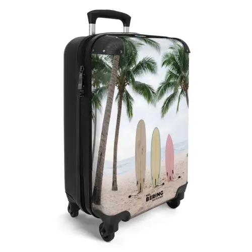 Surfboard - Palmbomen - Kleurrijk NBS - Handbagage koffer - Volwassenen Unisex middel -productfoto_3d