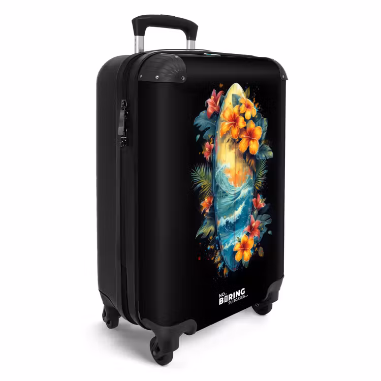 Surfplank omringd door bloemen NBS - Handbagage koffer - Volwassenen Unisex middel -productfoto_3d