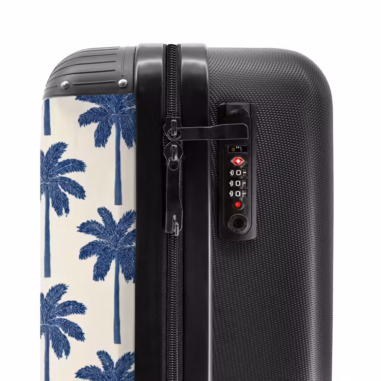 Symmetrisch - Palm - Blauw NBS - Handbagage koffer - Volwassenen Unisex middel -slot