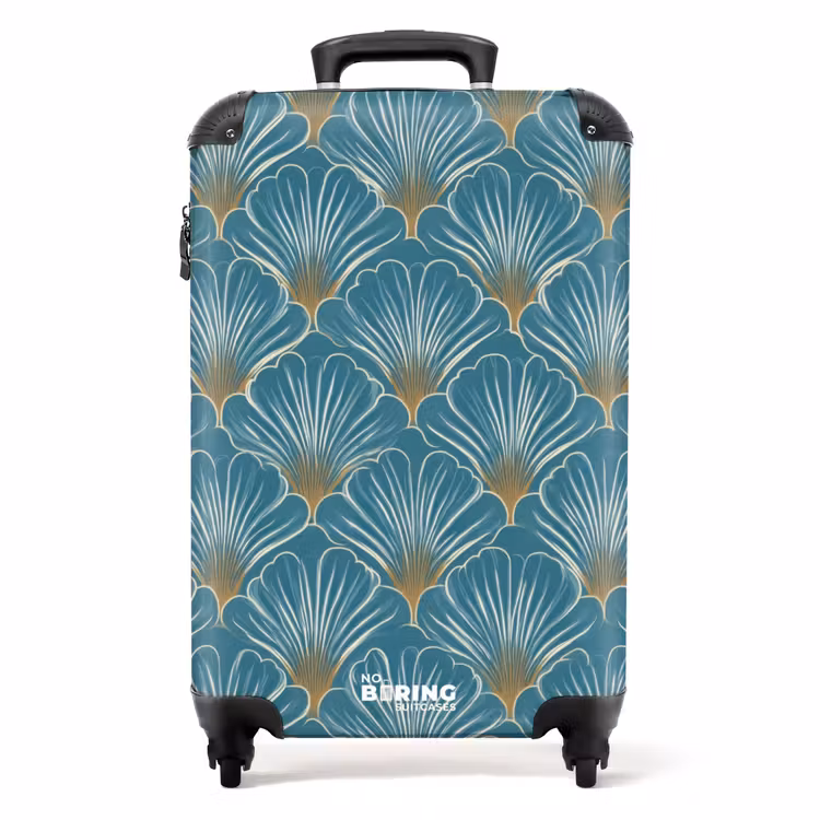 Symmetrisch - Patroon - Blauw NBS - Handbagage koffer - Volwassenen Unisex middel -productfoto_recht
