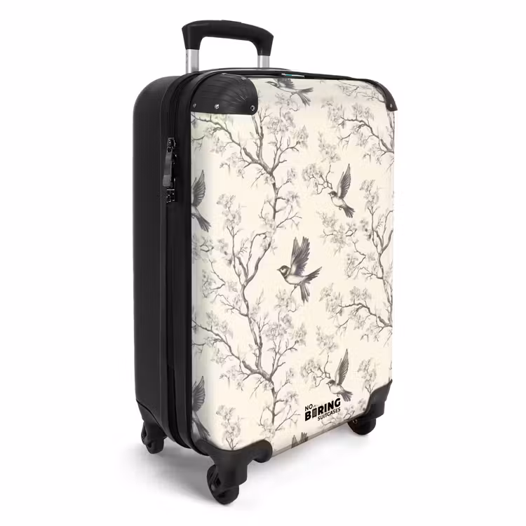 Takken - Vogels - Beige NBS - Handbagage koffer - Volwassenen Unisex middel -productfoto_3d