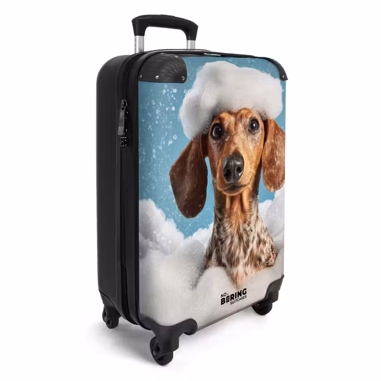 Teckel - Bad - Schuim - Waterdruppels NBS - Handbagage koffer - Volwassenen Unisex middel -productfoto_3d