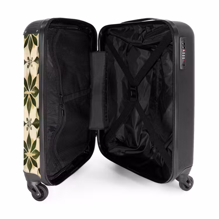 Tegel - Dessin - Groen NBS - Handbagage koffer - Volwassenen Unisex middel -binnenkant