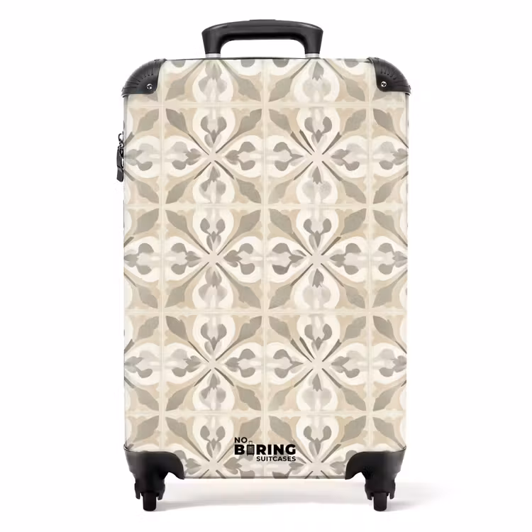 Tegel - Motief - Beige NBS - Handbagage koffer - Volwassenen Unisex middel -productfoto_recht