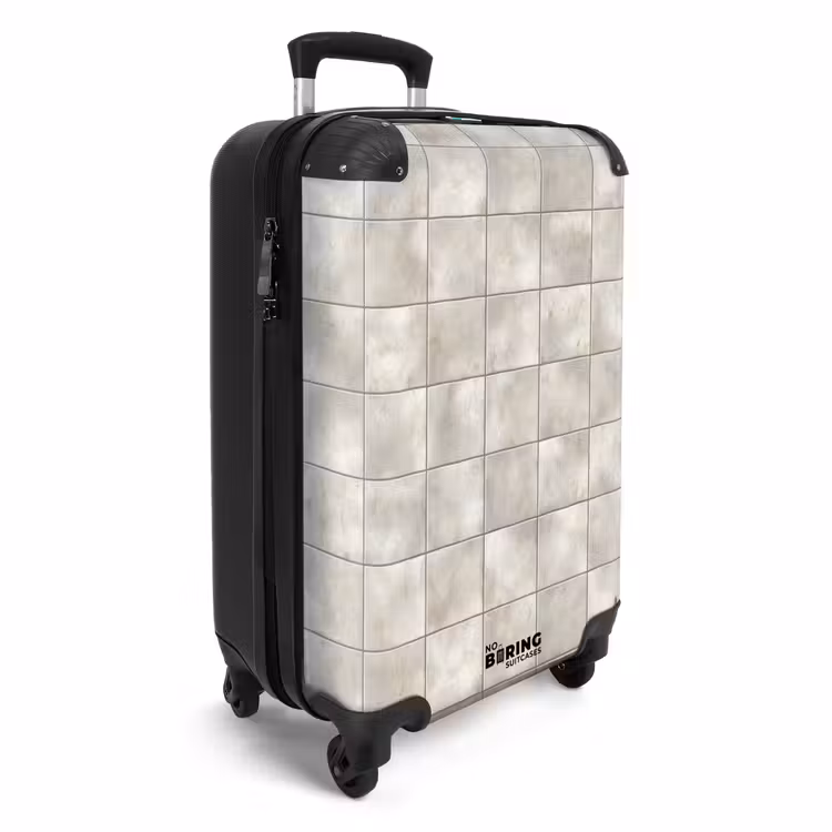 Tegels - Natuurlijk - Grijs NBS - Handbagage koffer - Volwassenen Unisex middel -productfoto_3d