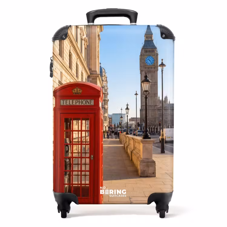 Koffer - Telefooncel - Rood - Londen - Stad - Architectuur - Telefooncel - Rood - Londen - Stad - Architectuur NBS - Handbagage koffer - Volwassenen Unisex middel