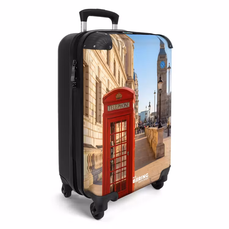 Koffer - Telefooncel - Rood - Londen - Stad - Architectuur - Telefooncel - Rood - Londen - Stad - Architectuur NBS - Handbagage koffer - Volwassenen Unisex middel