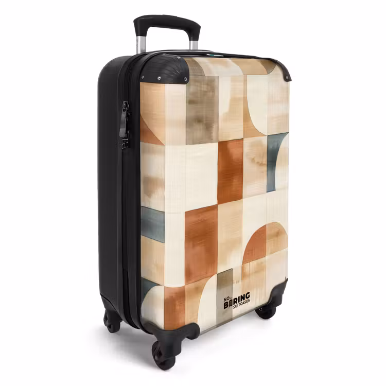Koffer - Terracotta - Geometrisch - Aquarel - Textuur - Terracotta - Geometrisch - Aquarel - Textuur NBS - Handbagage koffer - Volwassenen Unisex middel