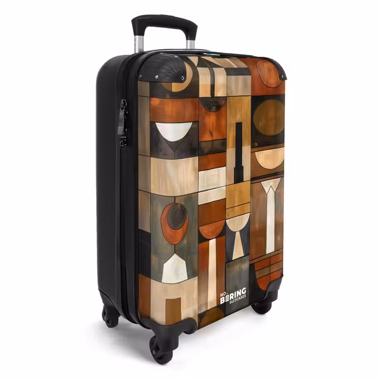 Koffer - Terracotta - Geometrisch - Mid-Century - Patroon - Terracotta - Geometrisch - Mid-Century - Patroon NBS - Handbagage koffer - Volwassenen Unisex middel