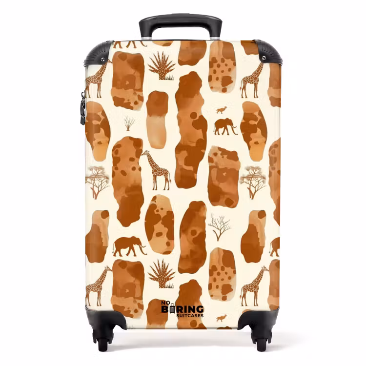 Koffer - Terracotta - Safari - Dieren - Patroon - Terracotta - Safari - Dieren - Patroon NBS - Handbagage koffer - Volwassenen Unisex middel