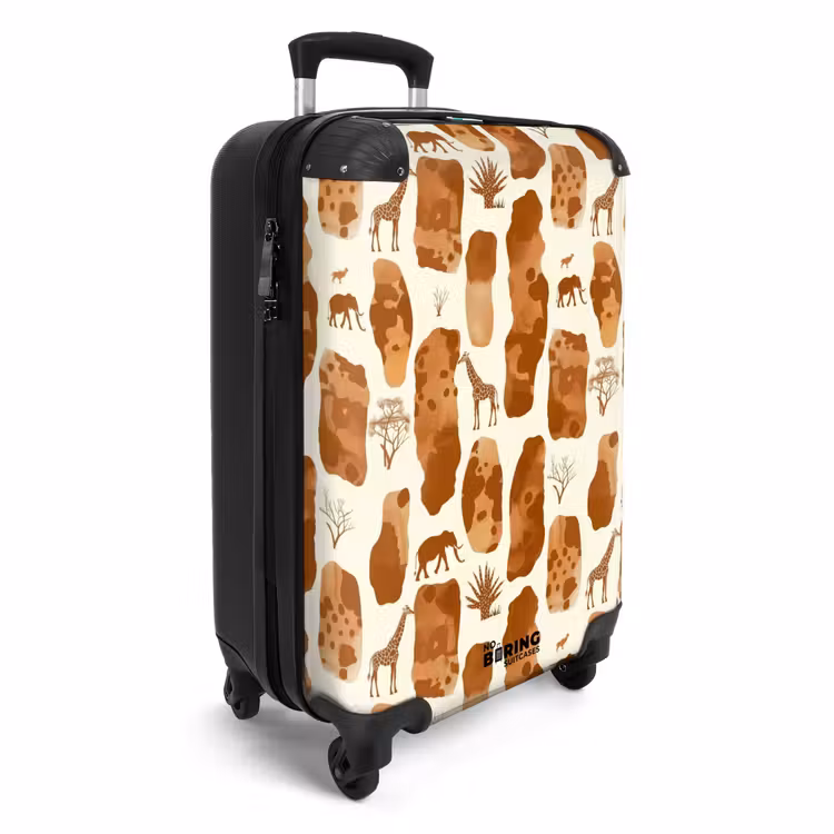 Koffer - Terracotta - Safari - Dieren - Patroon - Terracotta - Safari - Dieren - Patroon NBS - Handbagage koffer - Volwassenen Unisex middel