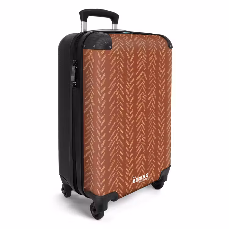 Koffer - Terracotta - Visgraat - Ambachtelijk - Patroon - Terracotta - Visgraat - Ambachtelijk - Patroon NBS - Handbagage koffer - Volwassenen Unisex middel