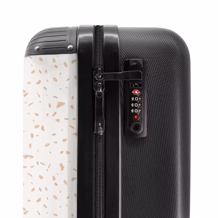 Terracottaspetters op crèmekleur NBS - Handbagage koffer - Volwassenen Unisex middel -slot