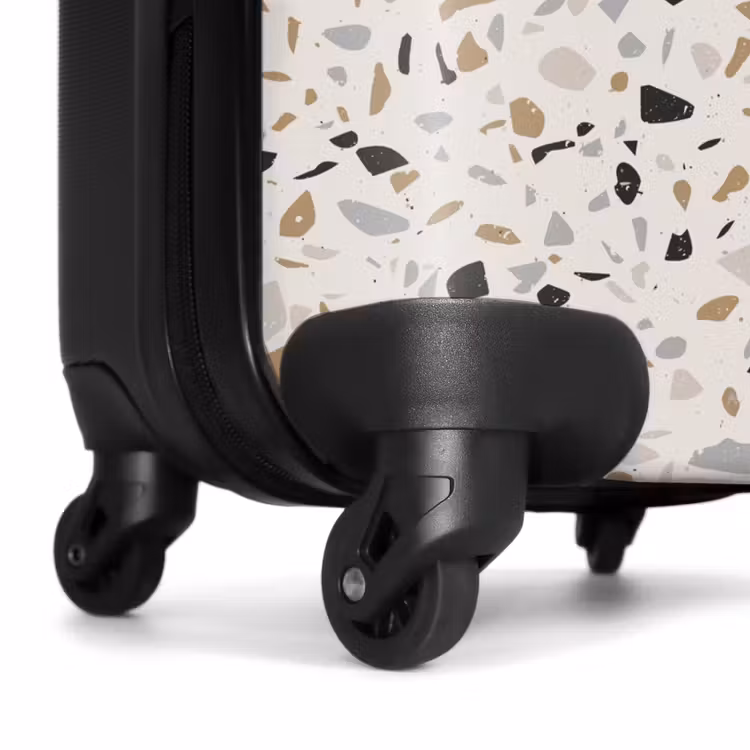 Terrazzo patroon natuurlijk beige NBS - Handbagage koffer - Volwassenen Unisex middel -wiel