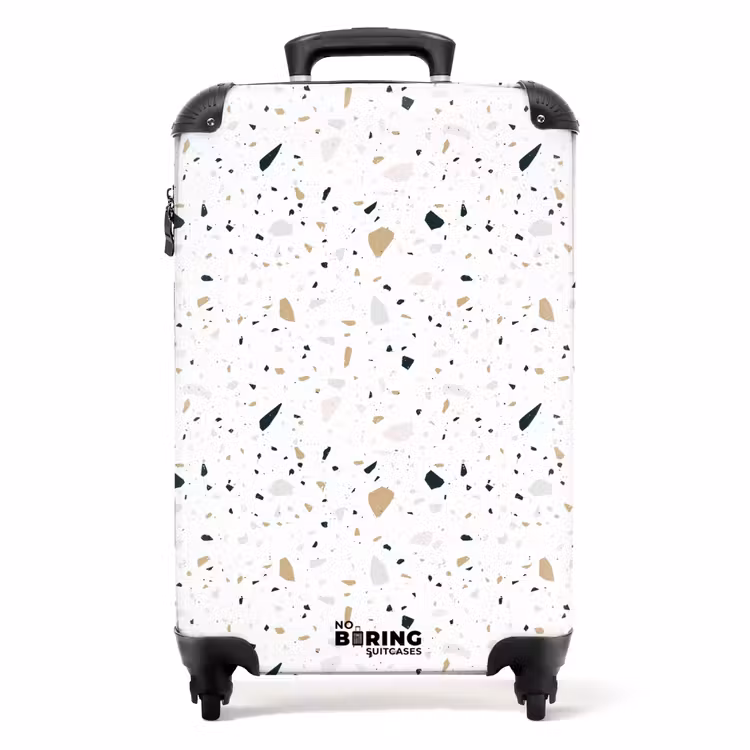 Terrazzo patroon neutraal NBS - Handbagage koffer - Volwassenen Unisex middel -productfoto_recht
