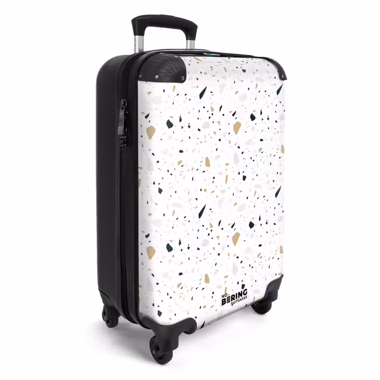 Terrazzo patroon neutraal NBS - Handbagage koffer - Volwassenen Unisex middel -productfoto_3d