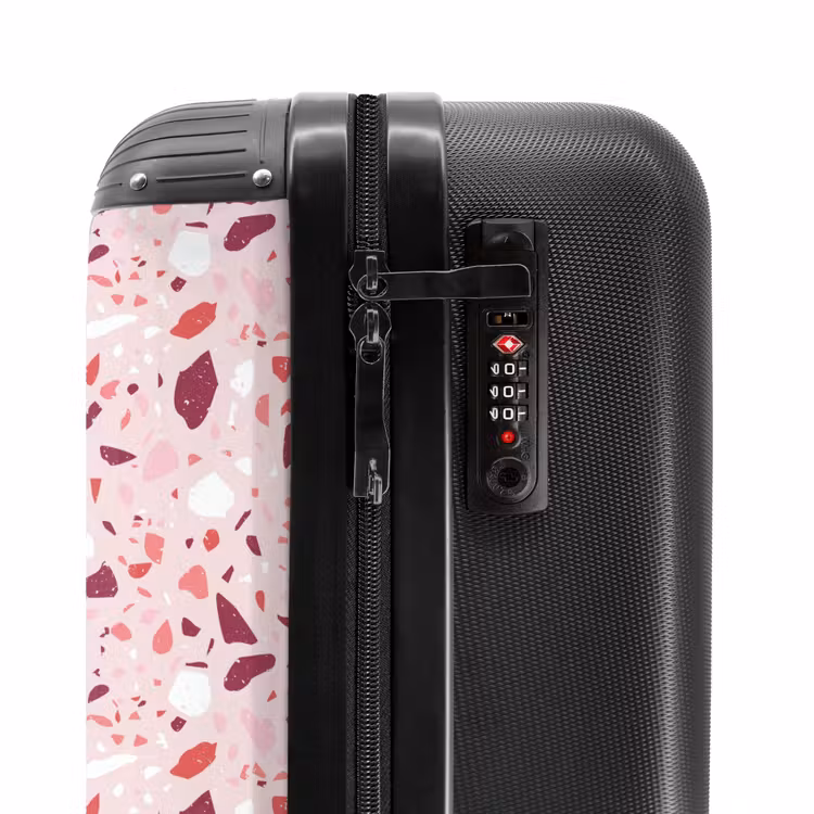 Terrazzo patroon roze NBS - Handbagage koffer - Volwassenen Unisex middel -slot