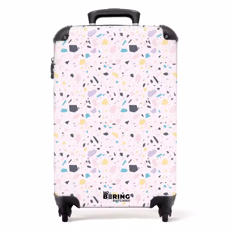 Terrazzo patroon roze confetti NBS - Handbagage koffer - Volwassenen Unisex middel -productfoto_recht