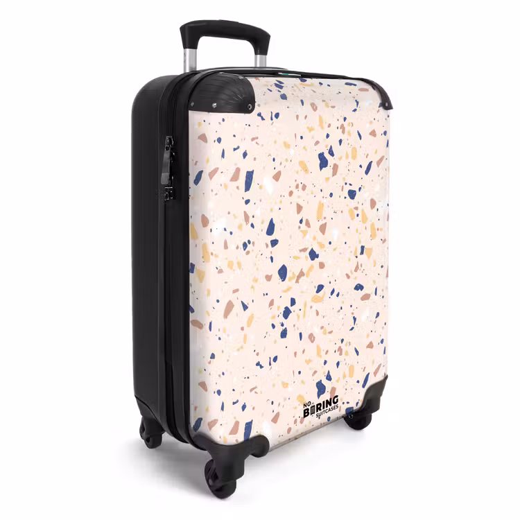 Terrazzo patroon veelkleurig blauw NBS - Handbagage koffer - Volwassenen Unisex middel -productfoto_3d