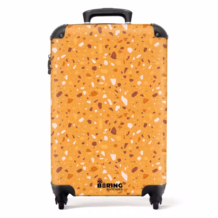Terrazzo patroon veelkleurig geel NBS - Handbagage koffer - Volwassenen Unisex middel -productfoto_recht
