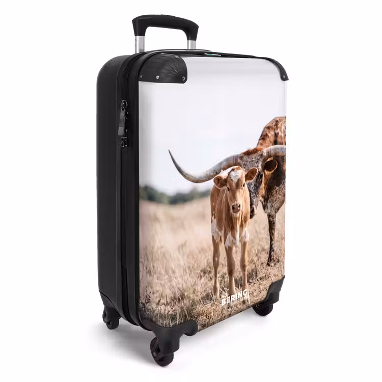 Koffer - Texas Longhorn - Kalf - Weide - Dieren - Texas Longhorn - Kalf - Weide - Dieren NBS - Handbagage koffer - Volwassenen Unisex middel