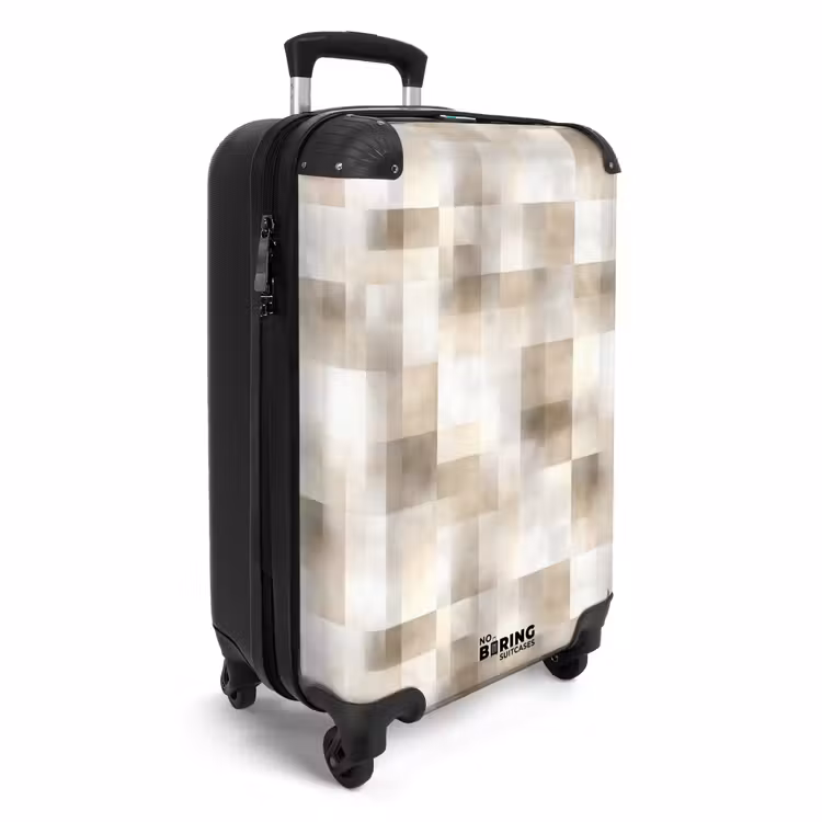 Textuur - Linnen - Beige NBS - Handbagage koffer - Volwassenen Unisex middel -productfoto_3d