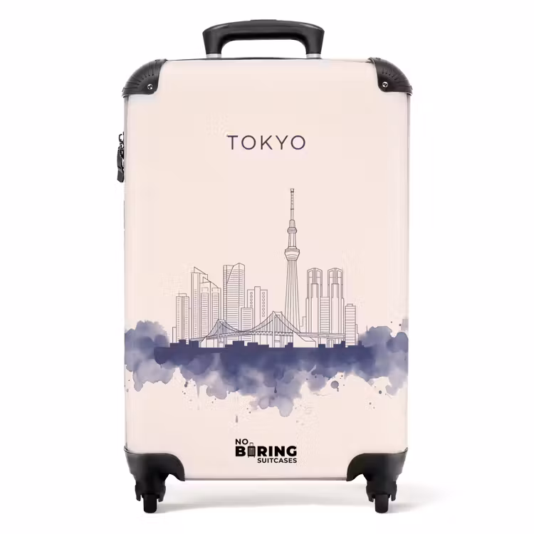 Koffer - Tokyo - Skyline - Stad - Abstract - Blauw - Tokyo - Skyline - Stad - Abstract - Blauw NBS - Handbagage koffer - Volwassenen Unisex middel