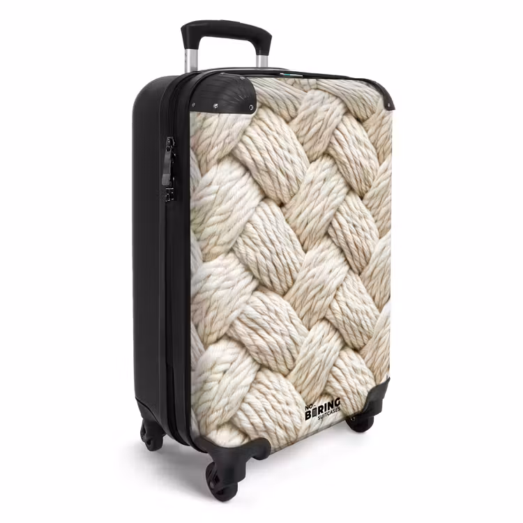 Touw - Gebreid - Beige NBS - Handbagage koffer - Volwassenen Unisex middel -productfoto_3d