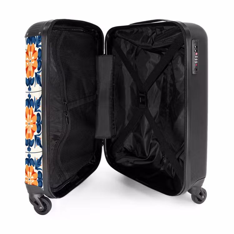 Traditioneel - Tegel - Oranje NBS - Handbagage koffer - Volwassenen Unisex middel -binnenkant
