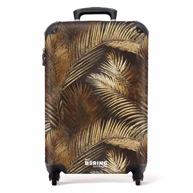 Tropisch - Bladeren - Goud NBS - Handbagage koffer - Volwassenen Unisex middel -productfoto_recht