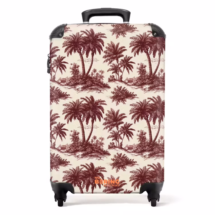 Tropisch - Geometrisch - Bordeauxrood NBS - Handbagage koffer - Volwassenen Unisex middel -productfoto_recht