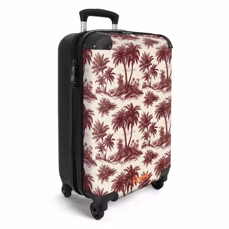 Tropisch - Geometrisch - Bordeauxrood NBS - Handbagage koffer - Volwassenen Unisex middel -productfoto_3d