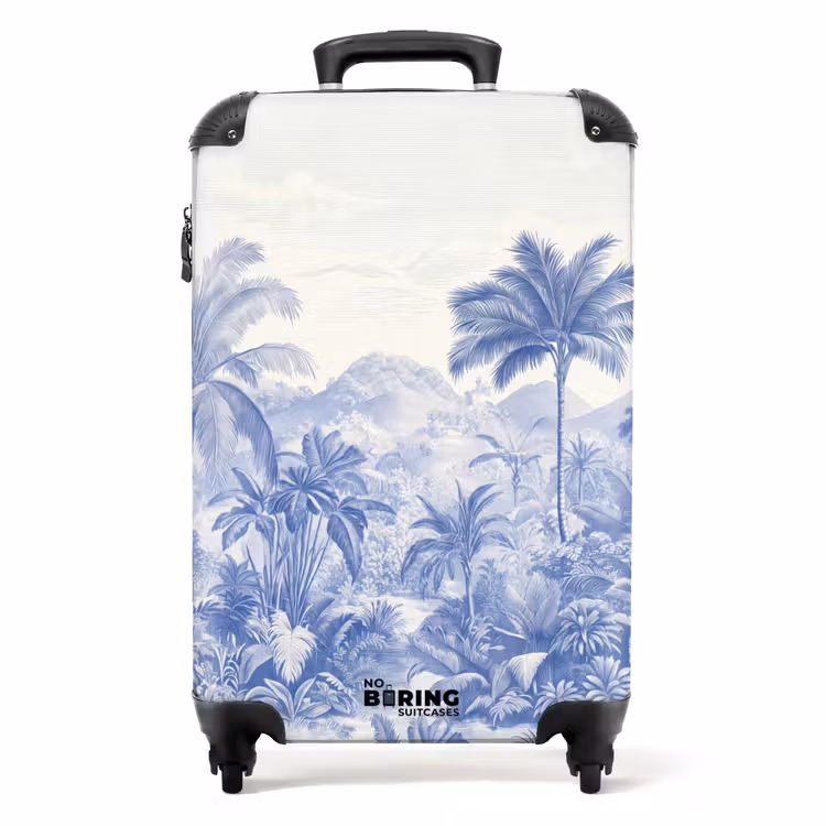 Tropisch - Jungle - Blauw NBS - Handbagage koffer - Volwassenen Unisex middel -productfoto_recht