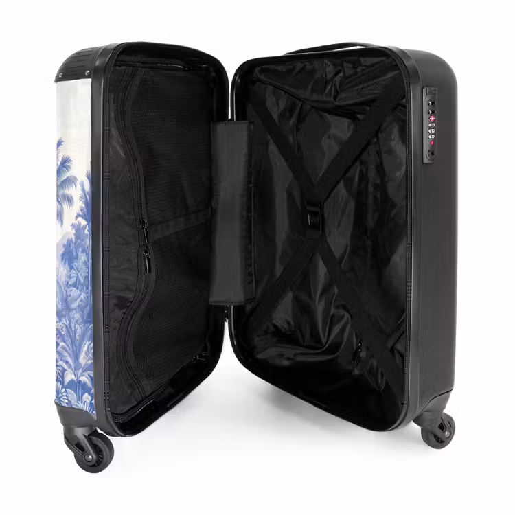 Tropisch - Jungle - Blauw NBS - Handbagage koffer - Volwassenen Unisex middel -binnenkant