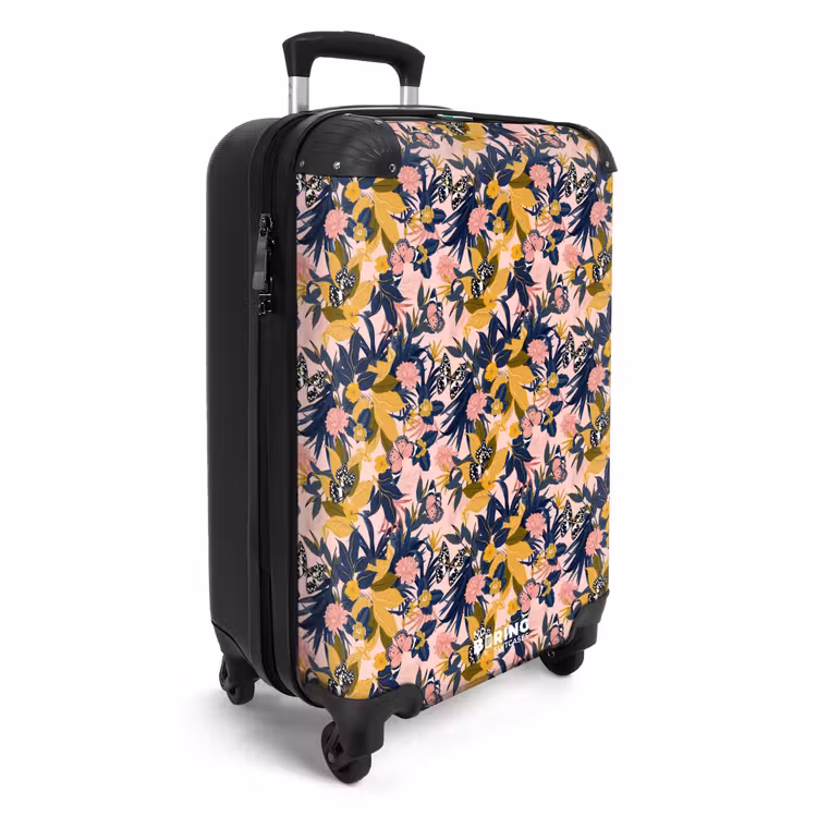 Tropisch vlinder patroon blauw geel NBS - Handbagage koffer - Kinderen Unisex middel -productfoto_3d