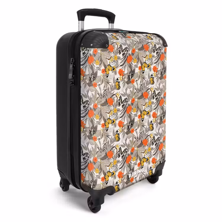 Tropisch vlinder patroon oranje geel NBS - Handbagage koffer - Kinderen Unisex middel -productfoto_3d