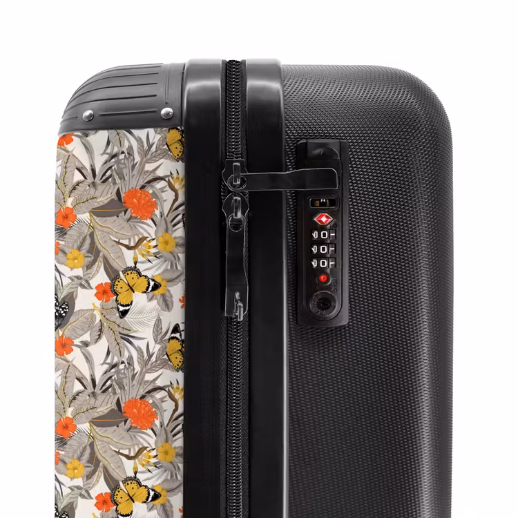 Tropisch vlinder patroon oranje geel NBS - Handbagage koffer - Kinderen Unisex middel -slot